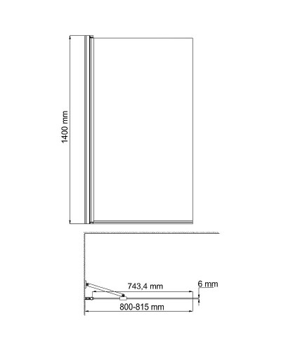 Шторка на ванну WasserKRAFT Berkel 80 48P01-80 Fixed профиль Хром стекло прозрачное