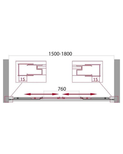 Шторка на ванну BelBagno Unique VF-2 180 профиль Хром стекло прозрачное