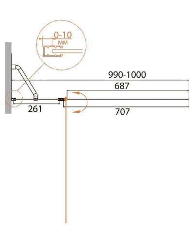 Шторка на ванну Cezares Relax 100 RELAX-V-11-100/140-C-Bi профиль Серый стекло прозрачное