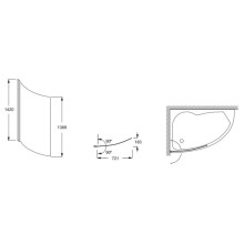 Шторка для ванны 72,1 см прозрачный Jacob Delafon MICROMEGA DUO E4910-GA