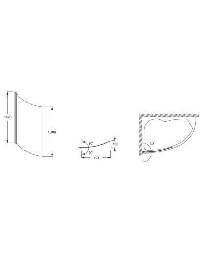Шторка для ванны 72,1 см прозрачный Jacob Delafon MICROMEGA DUO E4910-GA