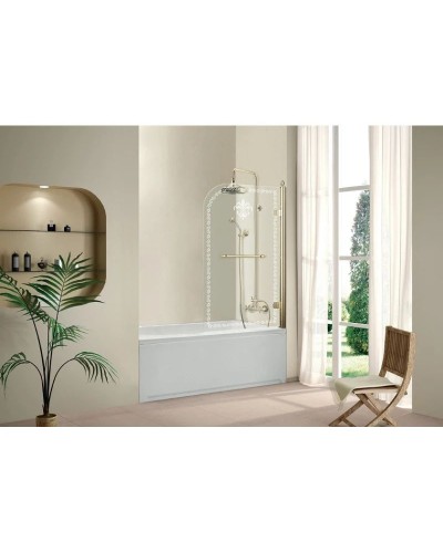 Шторка для ванны Cezares Retro 81 см прозрачное c матовым узором стекло RETRO-A-V-1-80/145-CP-G-R