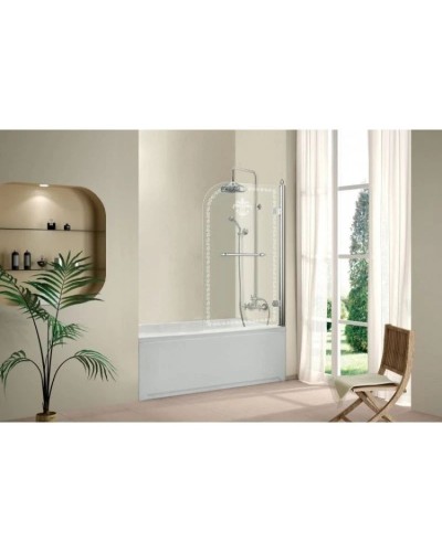 Шторка для ванны Cezares Retro 81 см прозрачное c матовым узором стекло RETRO-A-V-1-80/145-CP-Cr-R