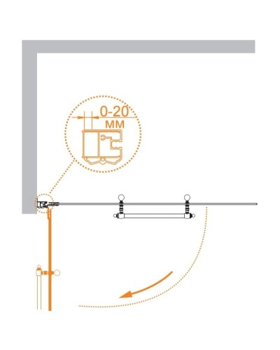 Шторка для ванны Cezares Retro 81 см прозрачное c матовым узором стекло RETRO-A-V-1-80/145-CP-Cr-R