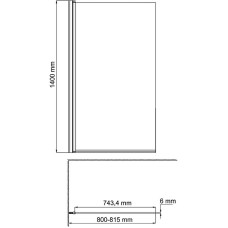 Шторка на ванну WasserKRAFT Berkel 80 L 48P01-80LM профиль Хром стекло матовое