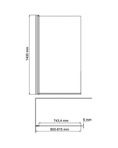 Шторка на ванну WasserKRAFT Berkel 80 L 48P01-80LM профиль Хром стекло матовое
