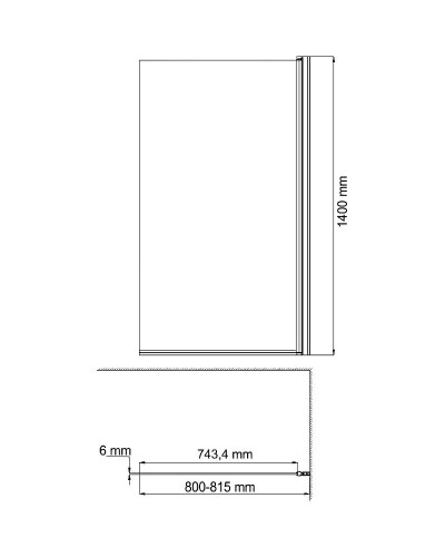 Шторка на ванну WasserKRAFT Berkel 80 R 48P01-80RM профиль Хром стекло матовое