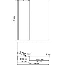 Шторка на ванну WasserKRAFT Berkel 110 L 48P02-110LM профиль Хром стекло матовое