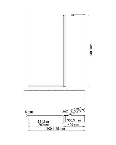 Шторка на ванну WasserKRAFT Berkel 110 R 48P02-110RM профиль Хром стекло матовое