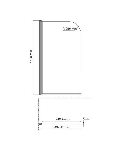Шторка на ванну WasserKRAFT Leine 80 35P01-80W профиль Белый матовый стекло прозрачное
