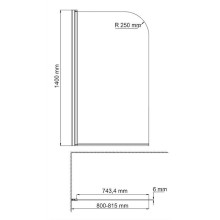 Шторка на ванну WasserKRAFT Leine 80 35P01-80 профиль Хром стекло прозрачное