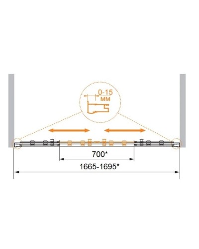Шторка для ванны Cezares Pratico 170 см прозрачное стекло PRATICO-VF-2-170/140-C-Cr