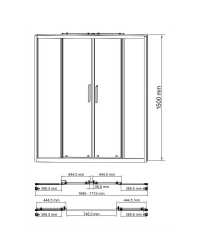 Шторка на ванну WasserKRAFT Lippe 45S02-170 профиль Хром стекло прозрачное