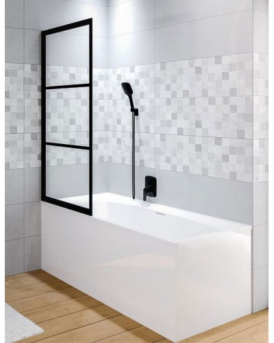 Шторка на ванну Riho Grid GB501 80 G004046121 (GBB5080001) L профиль Черный стекло прозрачное