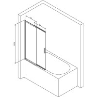 Шторка на ванну AM.PM Like W80S-100PS-150MT 100x150 профиль Хром матовый стекло прозрачное