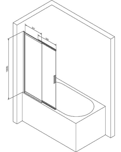 Шторка на ванну AM.PM Like W80S-100PS-150MT 100x150 профиль Хром матовый стекло прозрачное