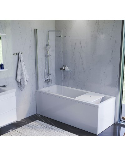 Шторка на ванну AM.PM Gem 80 W90BS-D080-140CT профиль Хром стекло прозрачное