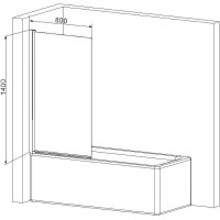 Шторка на ванну AM.PM Gem 80 W90BS-D080-140CT профиль Хром стекло прозрачное