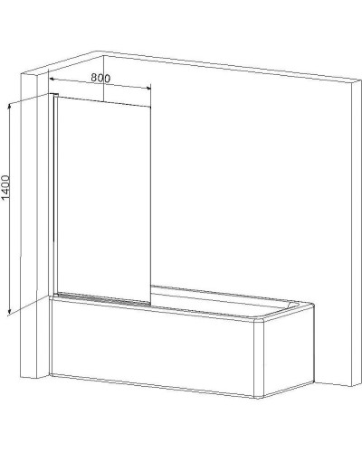 Шторка на ванну AM.PM Gem 80 W90BS-D080-140CT профиль Хром стекло прозрачное