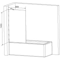 Шторка на ванну AM.PM Gem 80 W90BS-080-140CT профиль Хром стекло прозрачное