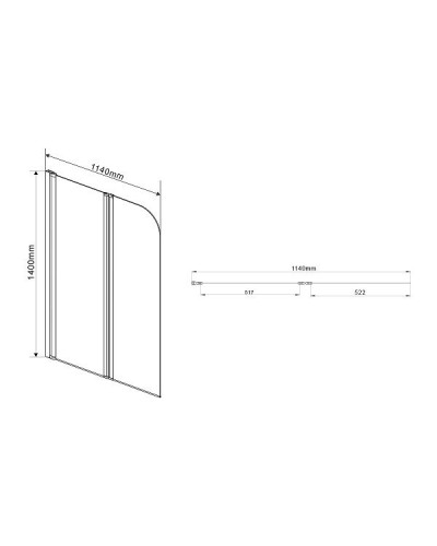 Шторка на ванну Vincea VSB-12114CH-R 114x140 профиль Хром стекло шиншилла