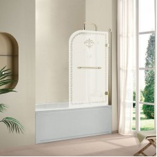 Шторка на ванну Cezares RETRO-V-1-80/145-PP-G-R профиль Золото стекло матовое