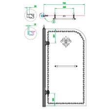 Шторка на ванну Cezares RETRO-V-1-80/145-PP-G-R профиль Золото стекло матовое