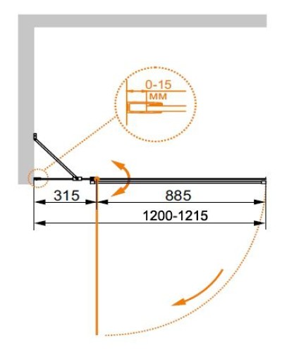Шторка на ванну Cezares ECO-O-V-11-120/140-C-Cr профиль Хром стекло прозрачное