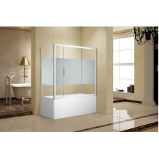 Шторка на ванну Aquanet Practic AE10-B180H150U-CP 180 243614 профиль Хром стекло прозрачное с шелкографией без боковой стенки