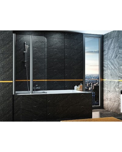 Шторка на ванну Excellent Fliper 80 KAAX.1309.800.LE профиль Хром стекло прозрачное