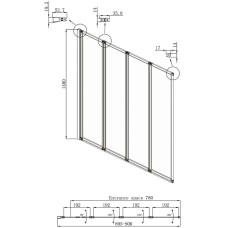 Шторка на ванну Ambassador Bath Screens 90х140 16041110L профиль Хром стекло CrystalPure