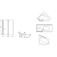 Шторка на ванну Jacob Delafon Bain Douche Neo 100х140 E4931-GA профиль Хром стекло прозрачное