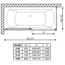 Боковая стенка Radaway Vesta S 65 прозрачное