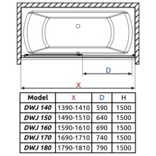 Шторка для ванны Radaway Vesta DWJ 140 прозрачное
