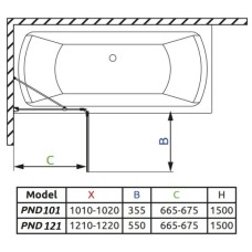 Шторка для ванны Radaway Torrenta PND 101 L прозрачное