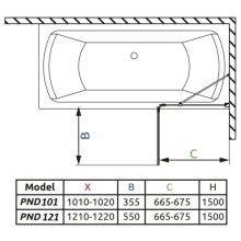 Шторка для ванны Radaway Torrenta PND 101 R графитовое