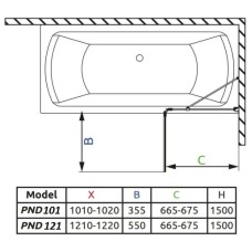 Шторка для ванны Radaway Torrenta PND 101 R графитовое