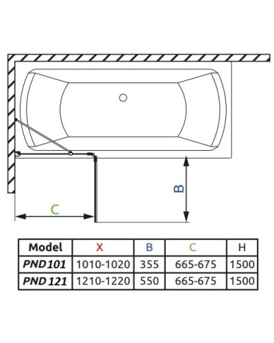 Шторка для ванны Radaway Torrenta PND 101 L графитовое