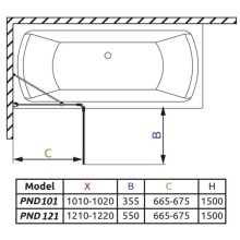 Шторка для ванны Radaway Torrenta PND 121 L графитовое