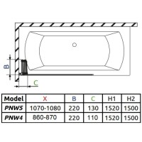 Шторка для ванны Radaway EOS PNW4 86 прозрачное