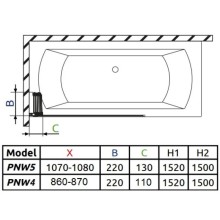 Шторка для ванны Radaway EOS PNW5 107 прозрачное