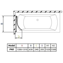 Шторка для ванны Radaway EOS PND 130 L прозрачное