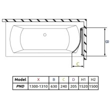 Шторка для ванны Radaway EOS PND 130 R прозрачное