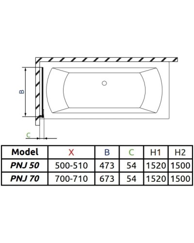 Шторка для ванны Radaway EOS PNJ 50 L прозрачное