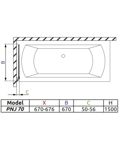 Шторка для ванны Radaway Carena PNJ 67 L прозрачное