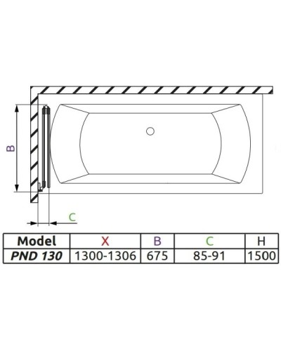 Шторка для ванны Radaway Carena PND 130 L прозрачное