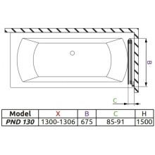 Шторка для ванны Radaway Carena PND 130 R прозрачное