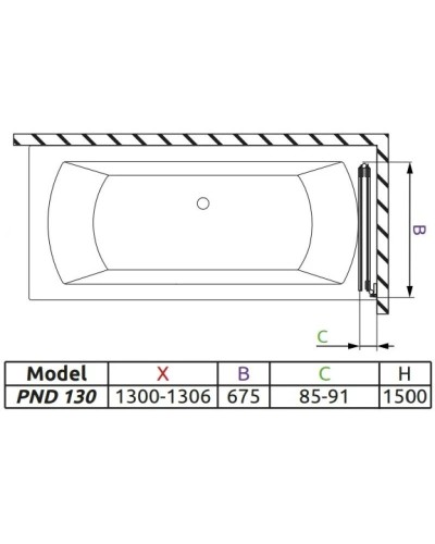 Шторка для ванны Radaway Carena PND 130 R прозрачное