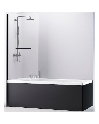 Шторка на ванну Abber Immer Offen 80х140 AG70080B профиль Черный стекло прозрачное