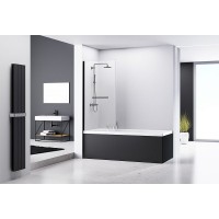 Шторка на ванну Abber Immer Offen 80х140 AG70080B профиль Черный стекло прозрачное